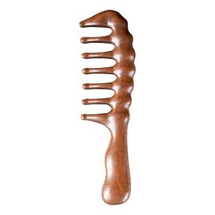 天然紫檀木梳宽齿梳子头皮按摩女士专用经络大齿梳子大号家用卷发