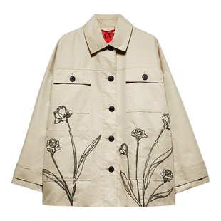 【季末甄选】MAX&Co.25秋冬新品花卉华达呢衬衫外套6086055302