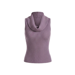 PynkiSwear 灰紫/蓝色丝光羊毛荡领削肩无袖针织背心修身天丝上衣