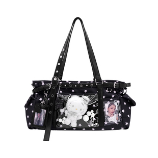 演唱会暗格藏灯牌韩系日常款痛包藏东西的包可藏支架包黑色暗层包