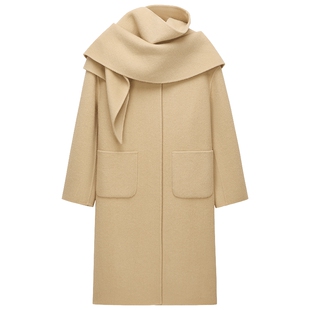 OCHIRLY欧时力 羊毛呢直筒外套长款大衣女复古秋冬尖货