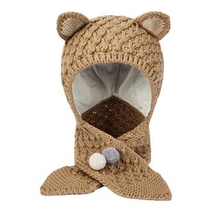 巴拉巴拉宝宝帽子围巾一体男童女童针织帽儿童保暖帽加厚冬季新款