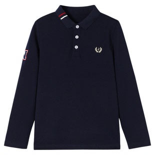 Navigare意大利小帆船男童长袖翻领T恤中大童POLO衫春秋款上衣