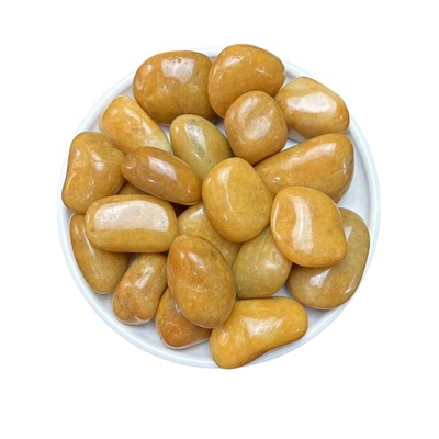 50斤黄色抛光鹅卵石铺路铺地石头