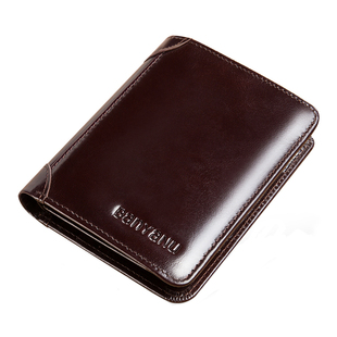 新款男士钱包夹头层牛真皮驾驶证卡一体银正品牌防盗刷短竖爆超薄