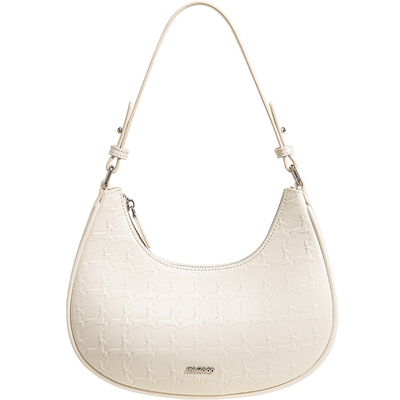 妙迪小鹿印花牛皮半月腋下包