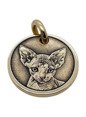 猫牌黄铜深刻不掉色身份牌猫狗狗防丢牌泰迪柴犬狗牌浮雕刻字吊牌