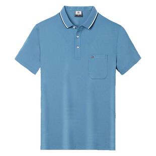 2024款冰丝短袖t恤男士粉色有口袋Polo衫中年爸爸夏装父亲节衣服
