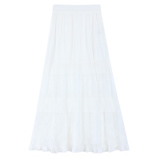 pusumede赴约日记 法式蕾丝半身裙女设计感莱赛尔气质a字半身长裙