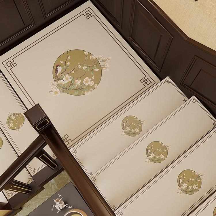 皮革中式楼梯踏步垫家用防滑自粘实木台阶垫子隔音可擦洗地垫地毯