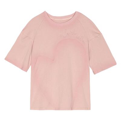 谜底纯棉T恤短袖女2025春季新品温柔浪漫泡泡袖百搭上衣251MT0072