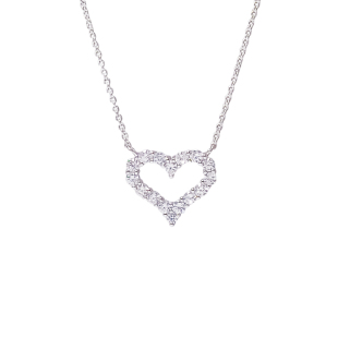 镶钻爱心项链女纯银镀18.K玫瑰金心形锁骨链白金气质高级感百搭潮
