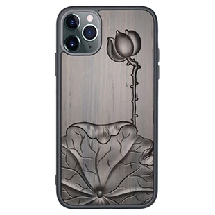 黑檀木立体浮雕手机壳实木3D雕刻紫光檀木复古中国风高端文玩奢华创意国潮苹果华为OPPO三星适用保护套外壳