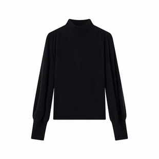 【体面叠搭】官方经典款秋冬高级感磨毛法式灯笼袖半高领打底衫女