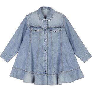 江南布衣童装长袖连衣裙纯棉时尚翻领纯色牛仔春女童jnbybyjnby