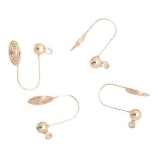 14k包金保色带吊球蚊香盘耳夹耳骨夹可挂耳环diy手工饰品耳饰