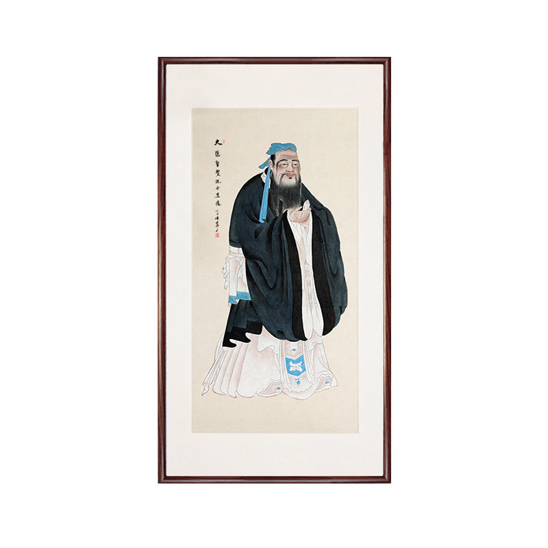 孔夫子中堂风国学带框真迹画像