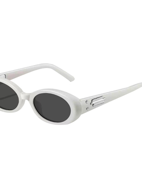 白色椭圆框猫眼防紫外线太阳墨镜