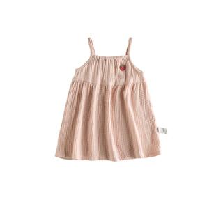 【新品】Oak Family全棉绉布纱宝宝吊带连衣裙夏季海边儿童A字裙