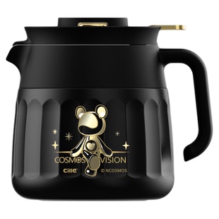 希乐星际熊茶水分离保温壶高端焖茶壶闷泡茶壶暖水壶1L316不锈钢