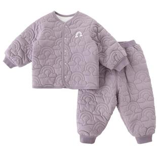儿童套装冬季男童夹棉加厚保暖棉袄女童棉服打底内搭衣服宝宝冬装