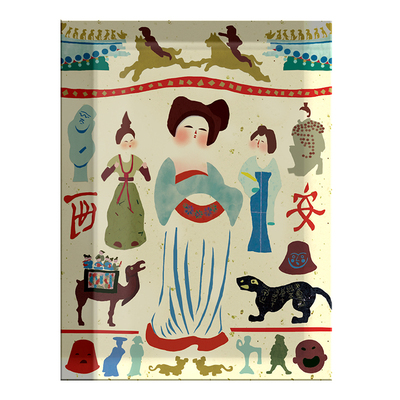 物色时差原创插画西安冰箱贴