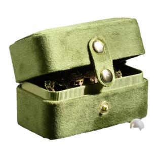 高档天鹅绒布戒指收纳盒迷你便携小精致复古手工制作首饰盒大容量