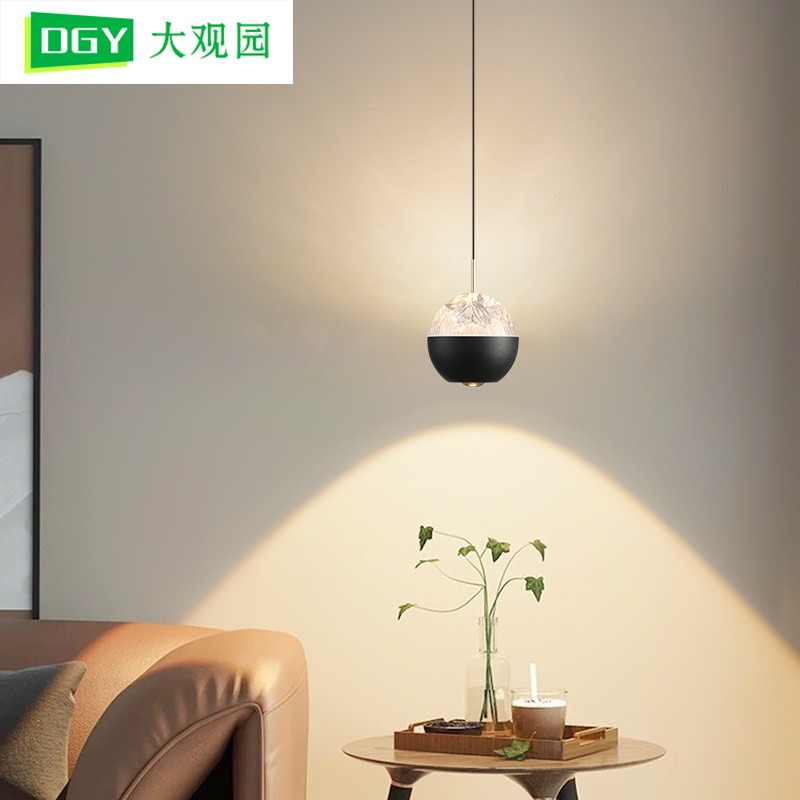 卧室床头吊灯中古风冰氛围吊线669L触摸可灯感应玻璃升降裂纹智能