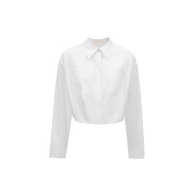 t区绫致CoutureMade衬衫女秋冬纯棉宽松翻领落肩短款简约百搭