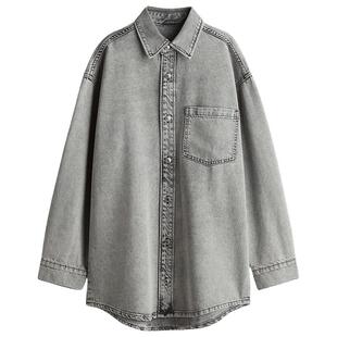 HM女装衬衫春季Feather Soft大廓形牛仔衬衫1260480