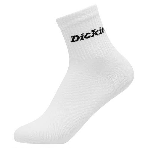 Dickies抗菌白色纯棉袜子男款中长筒袜运动男士防臭春夏女款加厚