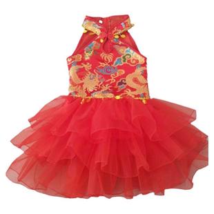 儿童打鼓服演出服武术表演服中国结幼儿园喜庆腰鼓开门红舞蹈纱裙