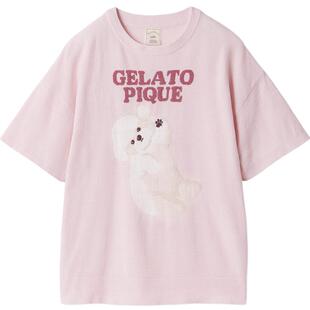 gelato pique26春夏新品女睡衣薄绒翻肚皮小狗短袖上衣PWNT261088