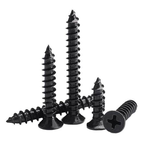 盖驰碳钢高强度黑色沉头自攻螺丝十字平头木牙螺钉M1M2M3M4M5M6