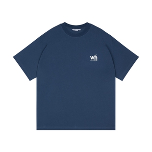 WassupHouse字母印花白色短袖宽松情侣t恤凉感透气休闲运动上衣男