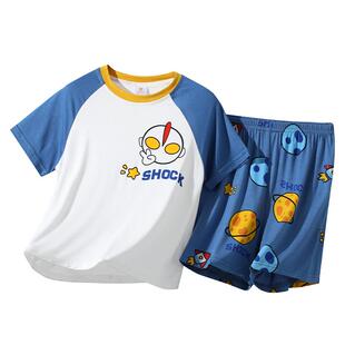 男童莫代尔儿童睡衣夏季薄款2025新款男孩短袖短裤家居服套装卡通