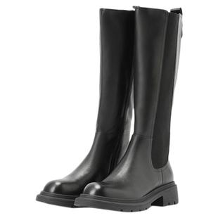 星期六切尔西靴女英伦风高筒时尚通勤上班中跟长筒靴女SS24117443