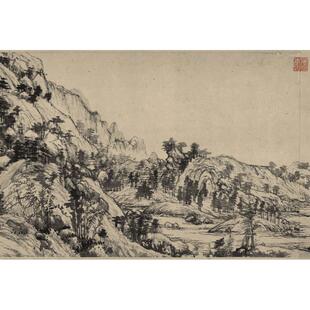 黄公望《富春山居图》真迹高清复制品山水墨画古画临摹装饰画长卷