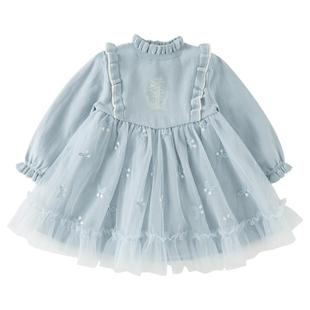 戴维贝拉女童毛衣连衣裙2026新款春装裙子宝宝网纱公主裙儿童A类