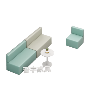 简约休闲会客接待办公室早教培训机构休息区转角长条创意沙发组合