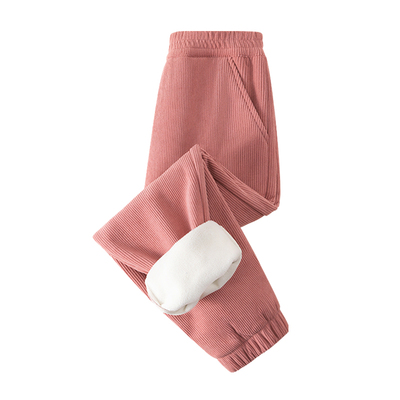 真维斯女童加绒裤子2025新款加厚一体绒女孩冬装长裤冬季儿童棉裤