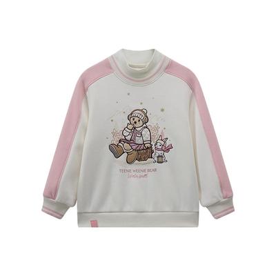 小熊童装刺绣半高领加绒套头卫衣