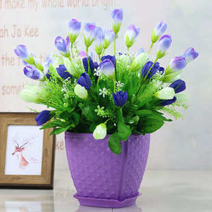 仿真花套装 饰花艺摆件 郁金香假花绢花干花束家居客厅餐桌电视柜装