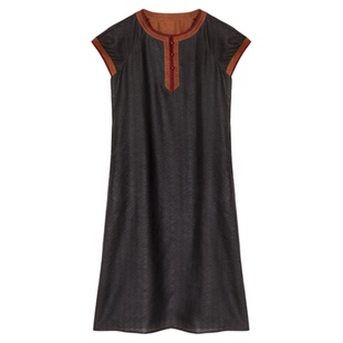 萧娘【满江红】莨纱香云纱夏季经典宽松连衣裙桑蚕丝国风女裙5236