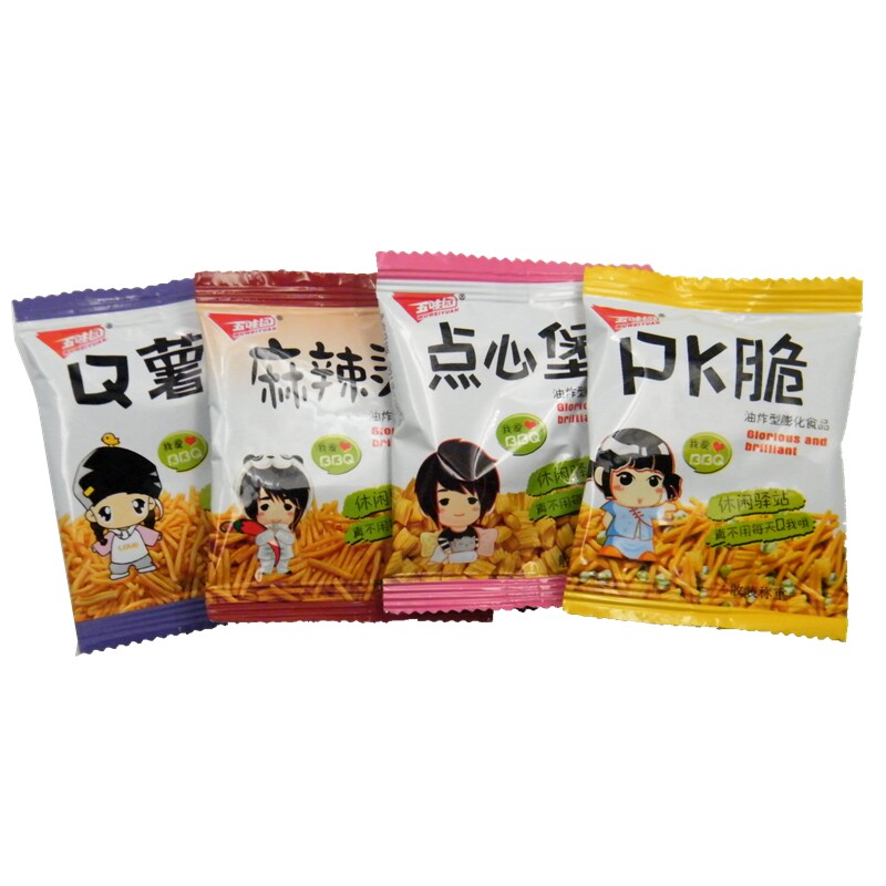 五味园PK脆Q薯条点心堡麻辣烫好吃的额网红BBQ虾条膨化怀旧小零食