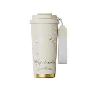 裕川铃兰花保温杯咖啡杯女2026新款高颜值陶瓷内胆大容量咖啡水杯