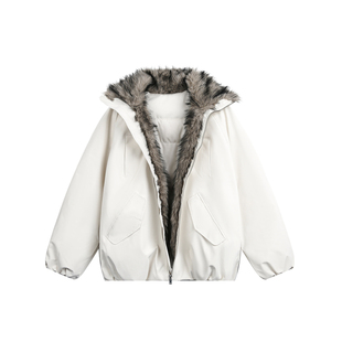 Dream made 狼王座山雕外套男款冬季加厚仿狼毛棉服保暖冬装棉袄