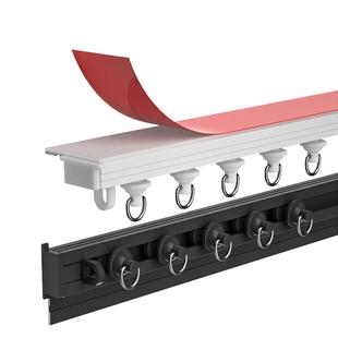 遮光窗帘轨道免打孔自粘贴侧装滑轨ul型弯轨静音魔术贴纱帘窗帘杆