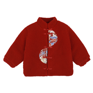 儿童拜冬年服喜庆风男童拜年服女童过年衣服冬装唐装套装红色加厚