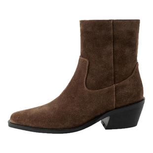 HUSSLOVE 头层牛皮/牛反绒·跟高5CM·简约基础利落百搭质感短靴